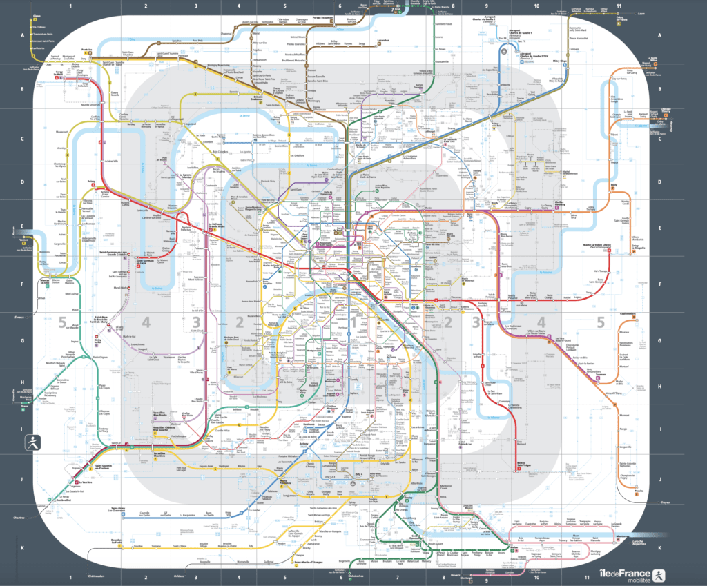 Paryż RER – Szybka Sieć Regionalna - Mapa