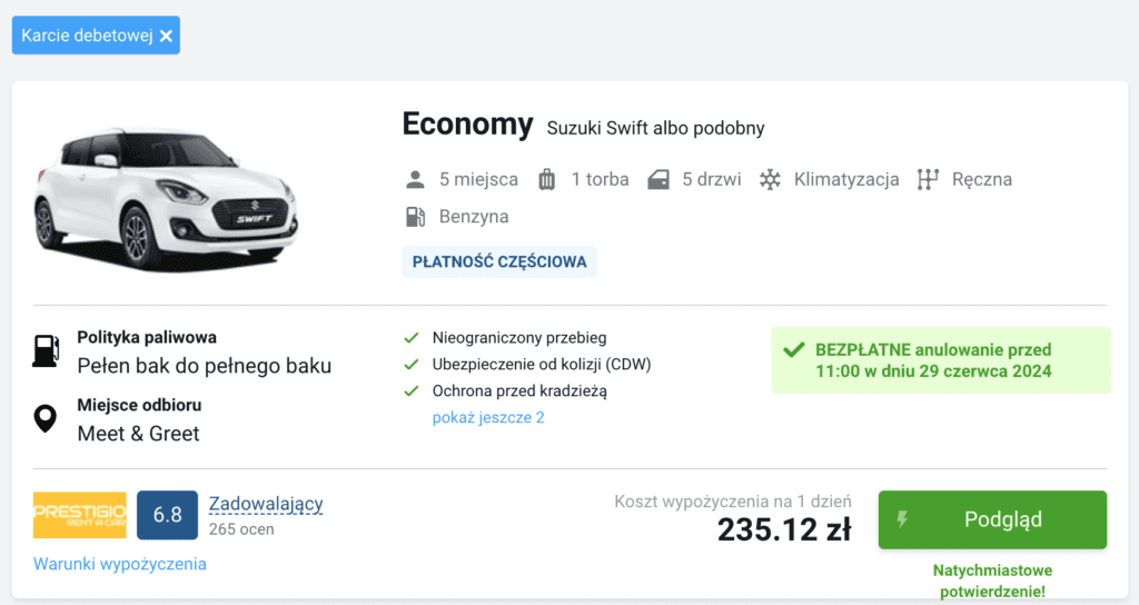 Wypożyczalnia samochodów Zadar-lokalnie